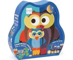 Dėlionė Scratch Scratch, Dwustronne Puzzle XL (obrazek 63x40 cm) Sowa ''dzień i noc''