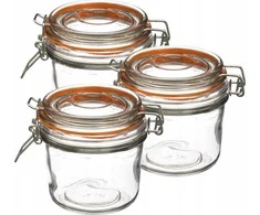Secret De Gourmet PIECES Stiklinis indas su dangteliu ir spaustuku, 350 ml, 3 vnt