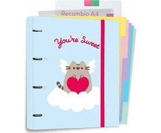 Pusheen - Purrfect Love kolekcijos A4 formato segtuvas su kortelėmis (4 žiedai, gumytė)