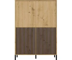 Top E Shop KAMARO 4DK SLIM/GL ĄŽUOLINĖ ARTISAN VITRINĖ SPINTELĖ