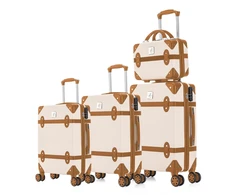 Kelioninis 3 viename rinkinys + lagaminas ABS+PU T5506-0 smėlio spalvos + ruda SEMI LINE