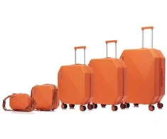 Kelioninis RINKINYS 5 IN 1 KELIONINIAI KREPSIAI ABS T5823-0 ORANŽINIS KOSMETIKOS KREPSELIS + RANKINĖ SEMI LINE