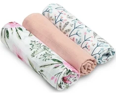 Rankšluostis Muslino vystyklai Sensillo 70x80, ROSE, 3vnt