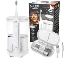 Dantų šepetėlis Adler | 2-in-1 Vanduo Flossing Sonic | AD 2180w | Įkraunamas | Suaugusiems | Šepetėlių skaičius galvutės įeina 2 | Number of teeth brushing modes 1 | Baltas