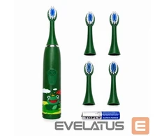 Šepetėlis iLike Do zębów Kids Sonic Elektrinis dantų šepetėlis Atsparus vandeniui 5 Heads (1+4 Replacement Heads) Baterija Powered Soft Bristles Žalias (ILIKW1ET5G)