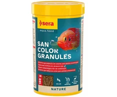 Sera San Color Granules, pašaras, vidurinėje vandens zonoje maitinamoms žuvims, spalvą ryškinantis, granuliuotas, 250 ml/100 g (SE-32863)