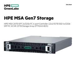 Serveris Hewlett Packard (HP) HPE MSA 2070 SFF 2x32Gb FC 4 prievadų valdiklis 12x1.92TB SSD 4x32Gb SFP FC XCVR 23TB saugyklos masyvas – išmanusis pasirinkimas
