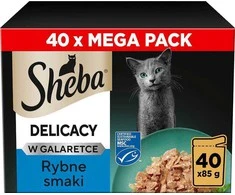 Katės maistas - SHEBA delikatesas žuvies skonių želėje (Sheba, 40x85g, begrūdis)