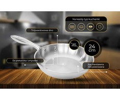Shiori Nerūdijančio plieno 304 keptuvė be dangos, indukcinė, 24 cm