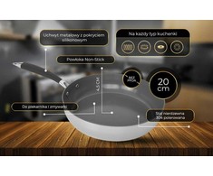 Shiori nerūdijančio plieno 304 Pro keraminė keptuvė, indukcinė, 20 cm
