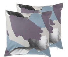 Shumee 2 dekoratyvinių pagalvių rinkinys pleistruose 45 x 45 cm violetinė- sidabro IXIA