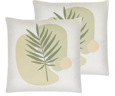 Shumee 2 dekoratyvinių pagalvių rinkinys su lapų motif 45 x 45 cm žalsvai rusvai rusva MIKROSORUM