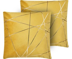 Shumee rinkinys su 2 velour dekoratyvinių pagalvių geometrinis modelis 45 x 45 cm geltonos PINUS