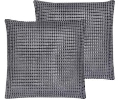 Shumee rinkinys iš 2 velour dekoratyvinių pagalvių geometrinis modelis 45 x 45 cm pilka ASPIDISTRA