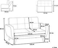 Beliani Išskleidžiama sofa 2 asmenims FLORLI šviesiai pilka