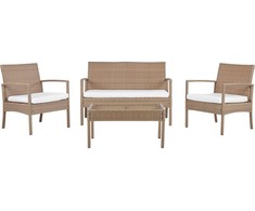 Beliani Shumee Rattan Garden rinkinys 4 asmuo šviesiai rudos spalvos MARSALA