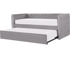 Beliani Išskleidžiama lova veliūrinė GASSIN 90 x 200 cm pilka