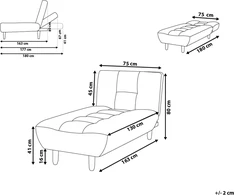 Sofa Beliani Šezlongas ALSTEN tamsiai pilkas