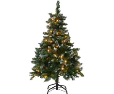 Beliani Dirbtinė Kalėdų eglutė su LED lemputėmis PALOMAR 120 cm tamsiai žalia