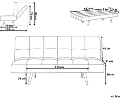 Beliani Išskleidžiama sofa 2 asmenims INGARO tamsiai pilka