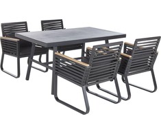 Lauko baldų komplektas Beliani Shumee Parinktas sodo metalo stalo ir 4 kėdės juoda CANETTO