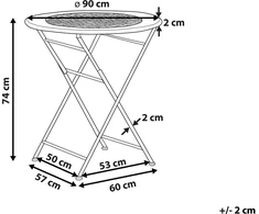 Shumee Beliani Staliukas bistro BIVIO 90 cm 90 cm Metal Złamana biel