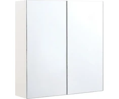Beliani Pakabinama vonios spintelė su veidrodžiu NAVARRA 60 cm 60 cm Balta