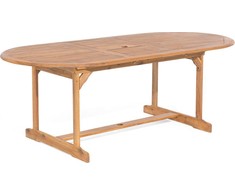 Beliani Išskleidžiamas sodo stalas MAUI 160/220 cm 100 cm Akacijos mediena Šviesiai rudas