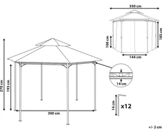 Shumee Sodo paviljonas 350 cm tamsiai pilkas PORTEL