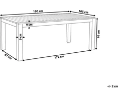 Beliani Sodo stalas MONSANO 190 cm 105 cm eukalipto mediena rudas