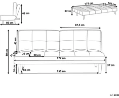 Beliani Trivietė išskleidžiama sofa SILJAN šviesiai pilka