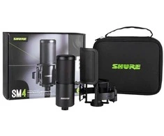 Shure SM4-K-KIT - kondensacinis mikrofonas, išorinis poliarizuotas, rankena, popfilter, dėklas