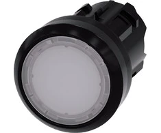 Siemens Šviečiantis mygtukas 22mm, apvalus, balto plastiko, plokščias, savaime neatsisuka, atrakinamas paspaudus 3SU1001-0AA60-0AA0