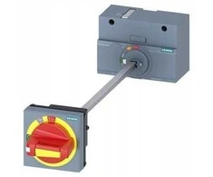 Siemens 3VA12 priedas: geltonai raudona durų rotacinė pavara, užrakinama pakabinama spyna, 300 mm velenas, IP65 rankenėlė 3VA9257-0FK25