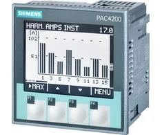 Siemens Tinklo parametrų analizatorius su pac4200 LCD 22- 65VDC vin: max.500 / 289V 45- 65Hz x / 1A arba x / 5A AC 7KM4211- 1BA00- 3AA0