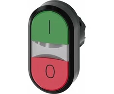 Siemens Apšviestas dvigubas mygtukas 22 mm apvalus plastikinis žalias ir raudonas su plokščiais mygtukais 3SU1001-3AB42-0AK0