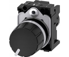 Siemens Kompaktiškas potenciometras 22mm, apvalus, juodas plastikas, 22k Ohm, su jungties laikikliu. varžtas 3SU1200-2PW10-1AA0