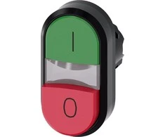 Siemens Apšviestas dvigubas mygtukas 22 mm apvalus plastikinis žalias ir raudonas o Plokšti / aukščio mygtukai 3SU1001-3BB42-0AK0