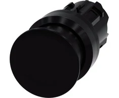 Siemens Grybų mygtukas 22 mm apvalus plastikinis juodas 30 mm su spyruokliniu grąžinimu 3SU1000-1AD10-0AA0