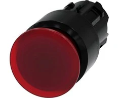 Siemens Apšviestas grybo mygtukas 22mm apvalus plastikinis raudonas 30mm be savaiminio grįžimo 3SU1001-1AA20-0AA0