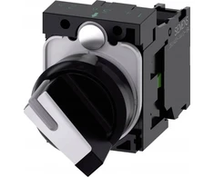 Siemens Jungiklis su apšvietimo parinktimi 22 mm apvalus plastikinis juodas/baltas kr rašiklis 2 padėtys o-i 3SU1100-2BF60-1BA0