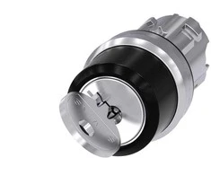 „Siemens“ 2 padėčių jungiklis, pavara O-I, 2x raktai, RONIS SB30, negrįžtamasis, blizgaus metalo, IP69k SA3SU1050-4BF11-0AA0