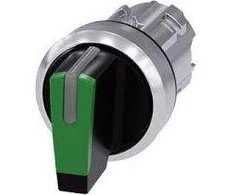 Siemens 3 padėčių jungiklio pavara I-O-II 22 mm žalia su apšvietimu be savaiminio grįžimo (3SU1052-2BL40-0AA0)