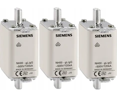 Siemens NH000 10A GG 500V standartinės neizoliuotos tvirtinimo detalės 3NA3803