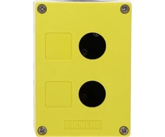 Siemens Valdymo korpusas 22 mm apvaliems aparatams, plastikas, geltona, 2 valdymo taškai, iš plastiko 3SU1802-0AA00-0AB2