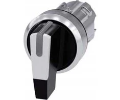 Siemens Apšviestas jungiklis 22 mm metalinis juodas/baltas ilgas kontaktas 3 padėtys Įv.>Išv.