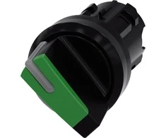 Siemens Jungiklis su apšvietimo parinktimi 22 mm apvalus plastikinis juodas/žalias kr rašiklis 2 padėtys o-i 3SU1002-2BF40-0AA0