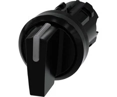 Siemens Jungiklis su apšvietimu 22 mm apvalus plastikinis juodas trumpas 3 pozicijų i-o-ii 3SU1002-2BL10-0AA0