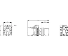 Siemens Przełącznik sukamasis 22mm apvalus plastikinis krótki I-O-II bez samopow su laikikliu 1NO 1NO śrubowe 3SU1100-2BL60-1NA0