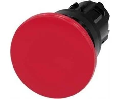 Siemens Grybų mygtukas 22 mm apvalus plastikinis raudonas 40 mm su spyruokliniu grąžinimu 3SU1000-1BD20-0AA0